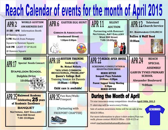 Calendar of Events april 2